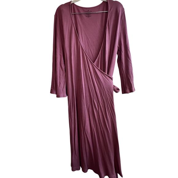 Caden Lane Mauve Ribbed Bamboo Maternity Robe One Size - Picture 1 of 6